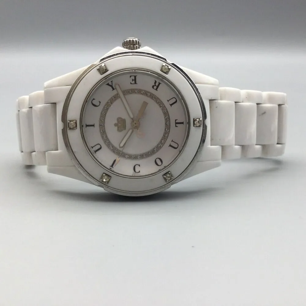 Juicy Couture Watch Women 36mm White Silver Tone New Battery 7.75" - Picture 9 of 15